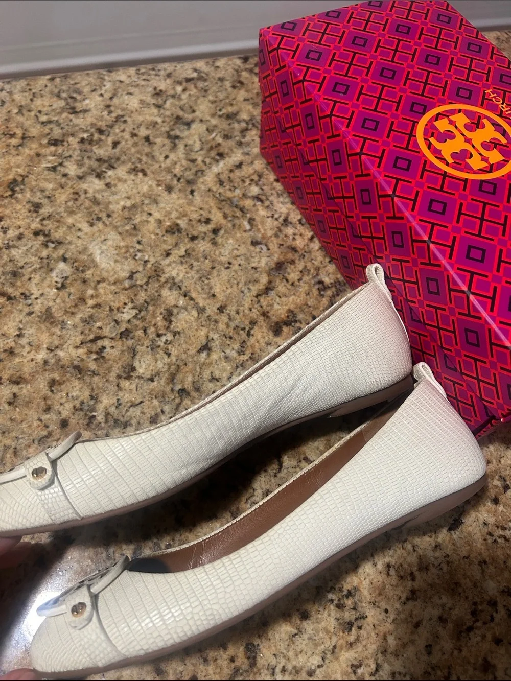 Tory Burch cream leather flats